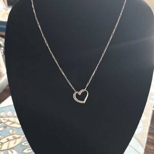 Elegant Sterling Silver Heart Pendant Necklace ItalianFigaro Chain 20"L